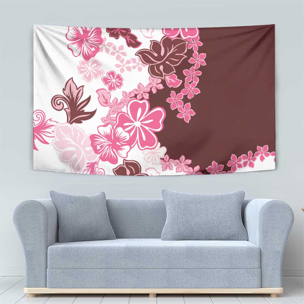 Pink Hibiscus Plumeria Floral Tapestry LT01 - Polynesian Pride