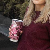 Pink Hibiscus Plumeria Floral Tumbler Cup LT01 - Polynesian Pride