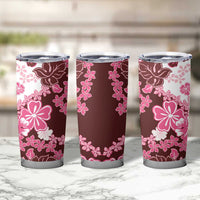 Pink Hibiscus Plumeria Floral Tumbler Cup LT01 - Polynesian Pride