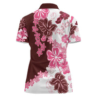 Pink Hibiscus Plumeria Floral Women Polo Shirt LT01 - Polynesian Pride