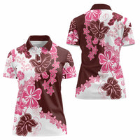 Pink Hibiscus Plumeria Floral Women Polo Shirt LT01 - Polynesian Pride