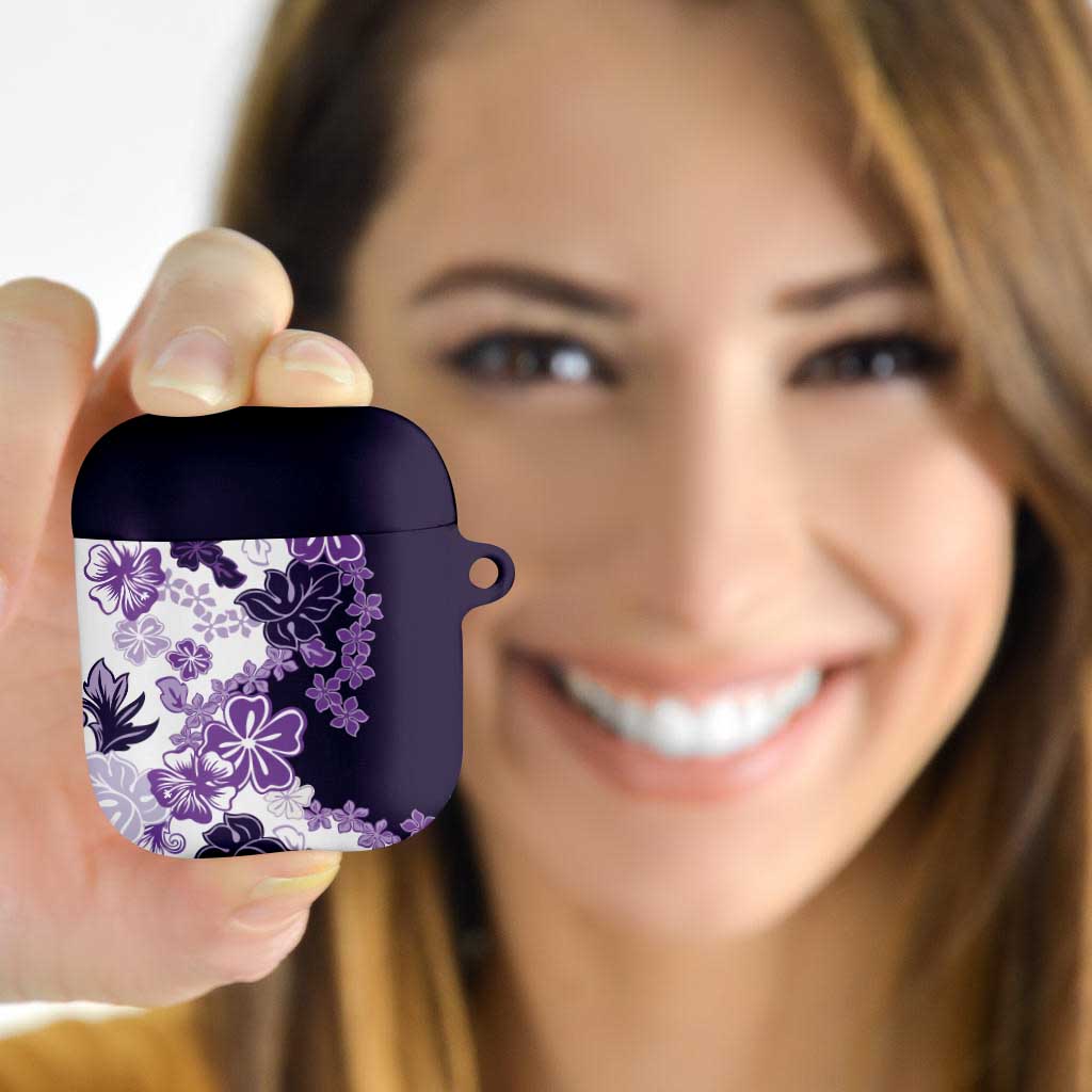Purple Hibiscus Plumeria Floral AirPods Case LT01 Purple - Polynesian Pride