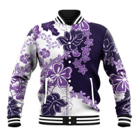 Purple Hibiscus Plumeria Floral Baseball Jacket LT01 Unisex Purple - Polynesian Pride