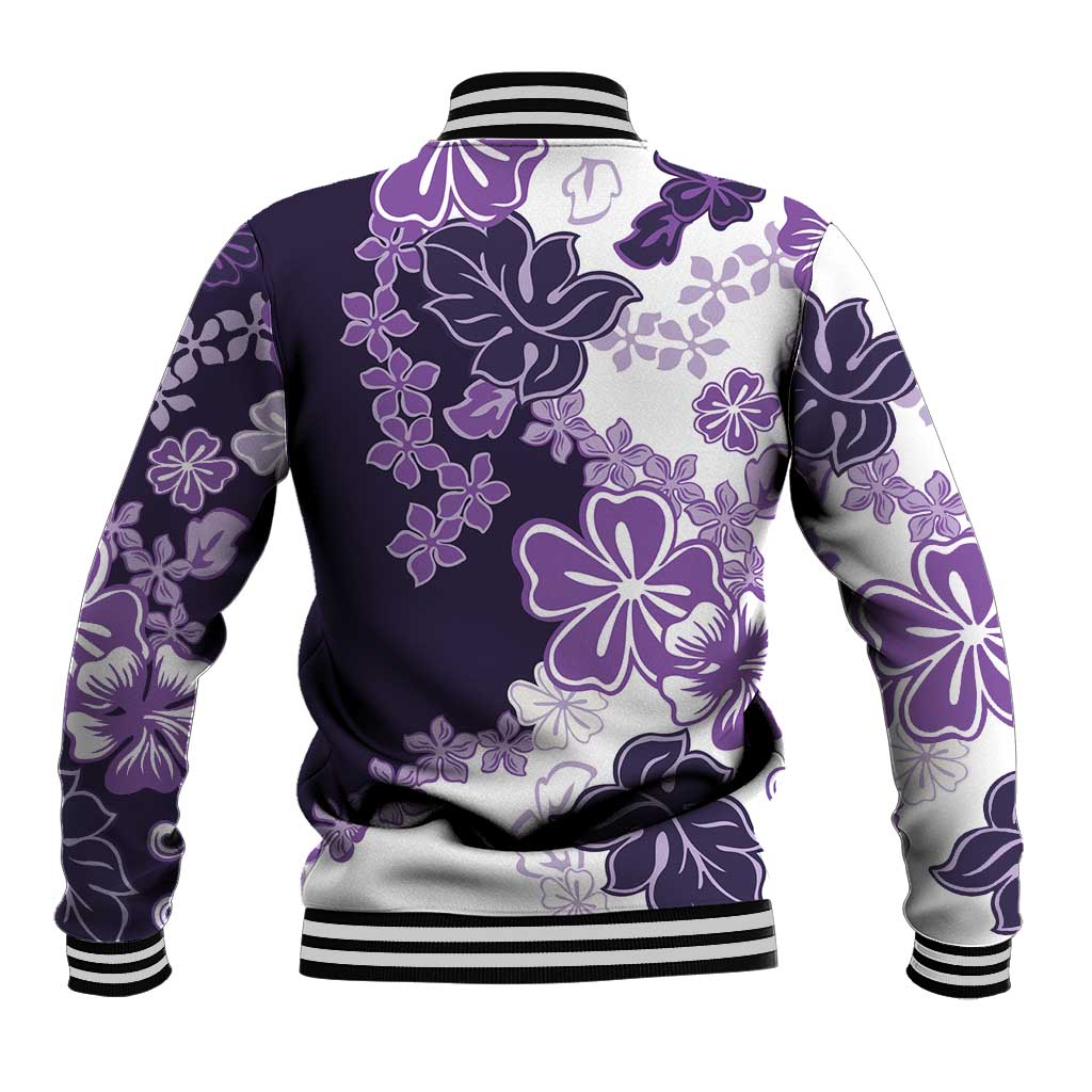 Purple Hibiscus Plumeria Floral Baseball Jacket LT01 - Polynesian Pride