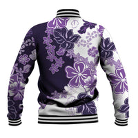 Purple Hibiscus Plumeria Floral Baseball Jacket LT01 - Polynesian Pride