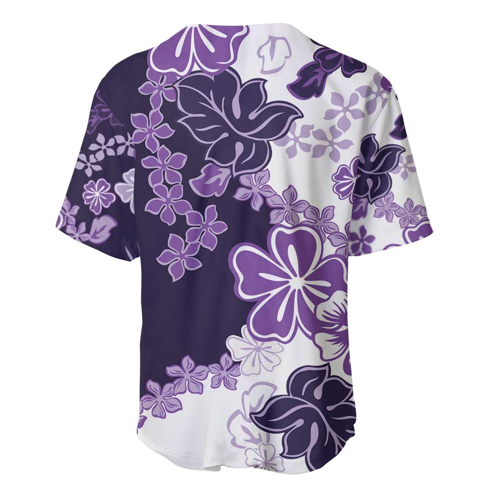 Purple Hibiscus Plumeria Floral Baseball Jersey LT01 - Polynesian Pride