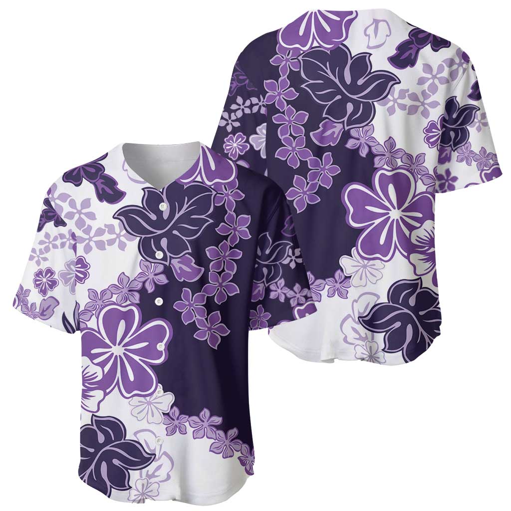 Purple Hibiscus Plumeria Floral Baseball Jersey LT01 - Polynesian Pride