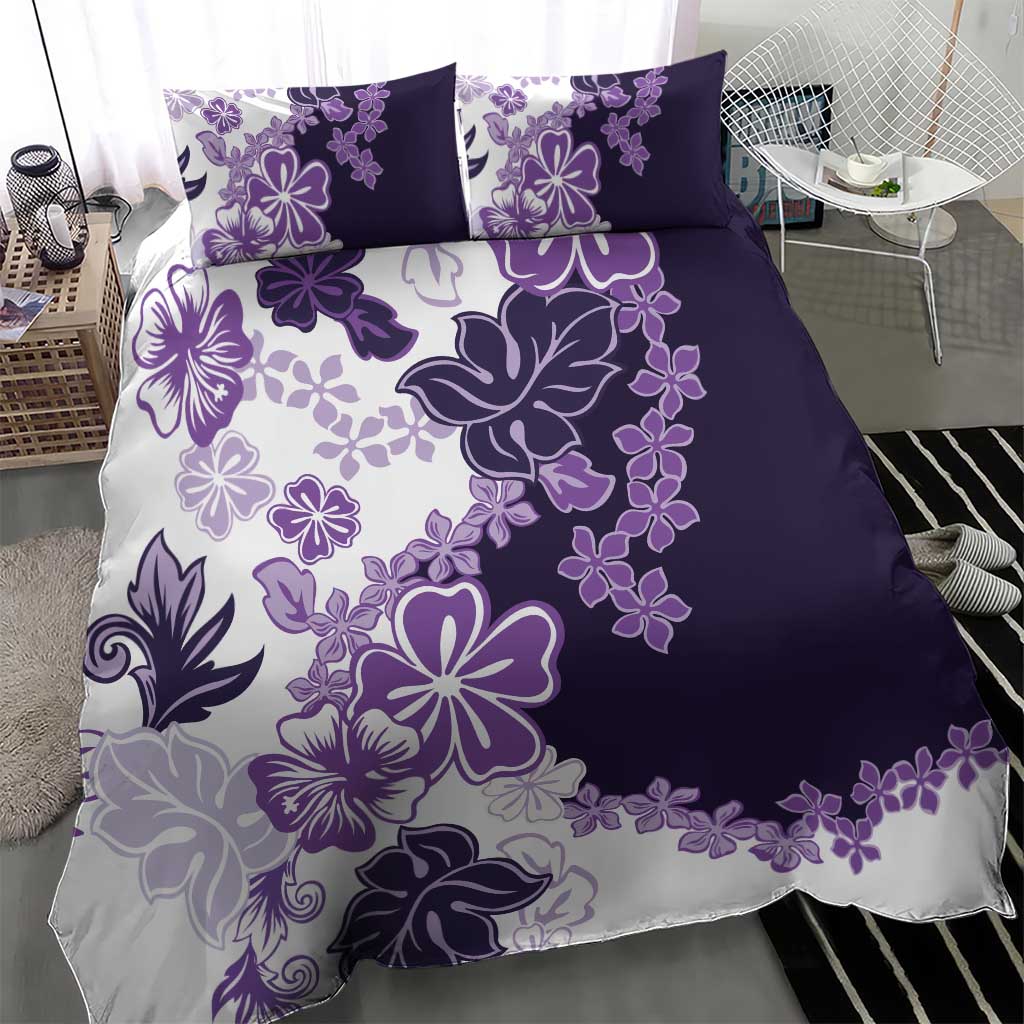 Purple Hibiscus Plumeria Floral Bedding Set LT01 - Polynesian Pride