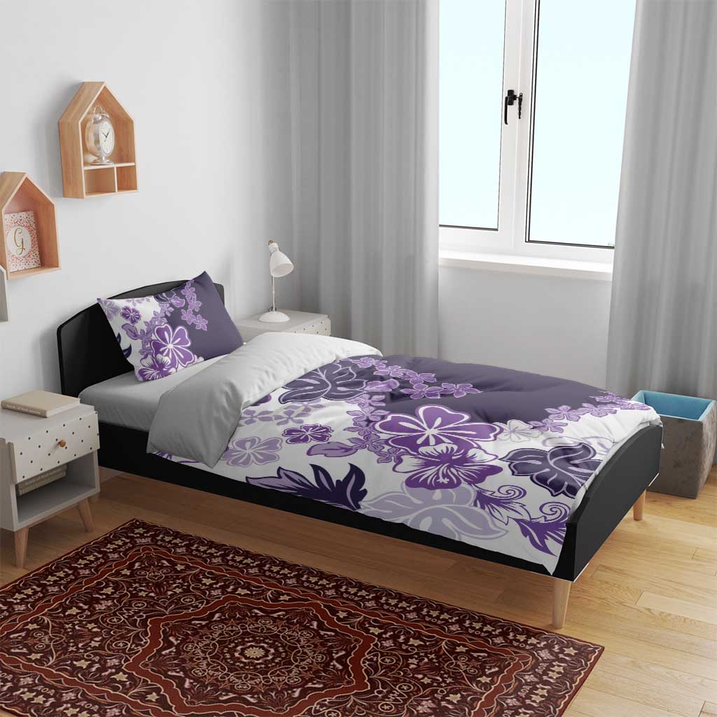 Purple Hibiscus Plumeria Floral Bedding Set LT01 - Polynesian Pride