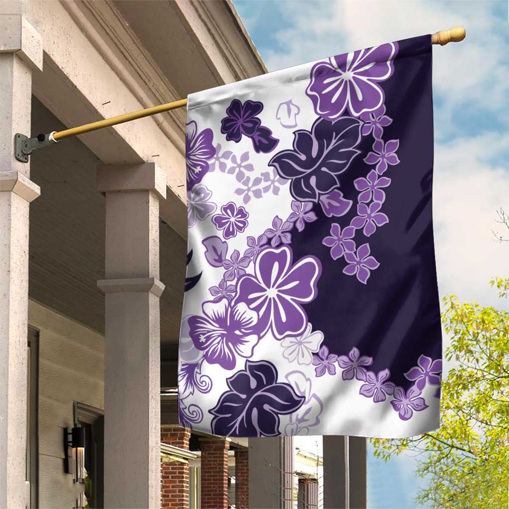 Purple Hibiscus Plumeria Floral Garden Flag LT01 House Flag Purple - Polynesian Pride