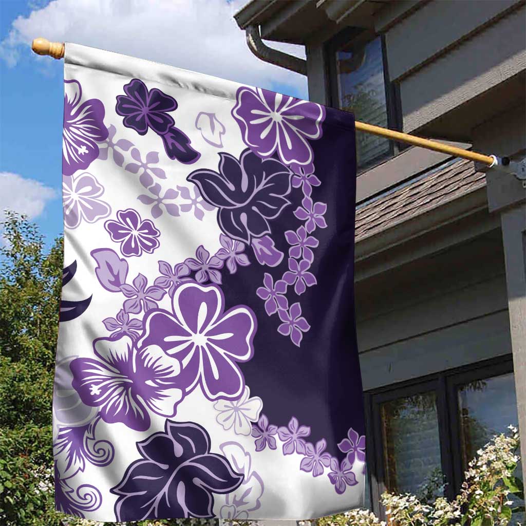 Purple Hibiscus Plumeria Floral Garden Flag LT01 - Polynesian Pride