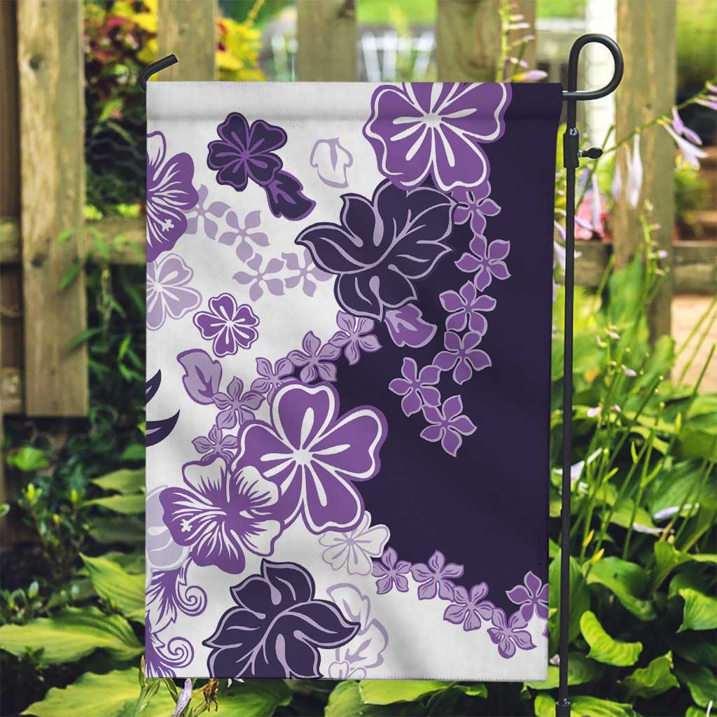 Purple Hibiscus Plumeria Floral Garden Flag LT01 Garden Flag Purple - Polynesian Pride