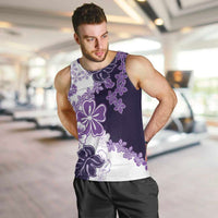 Purple Hibiscus Plumeria Floral Men Tank Top LT01 Purple - Polynesian Pride