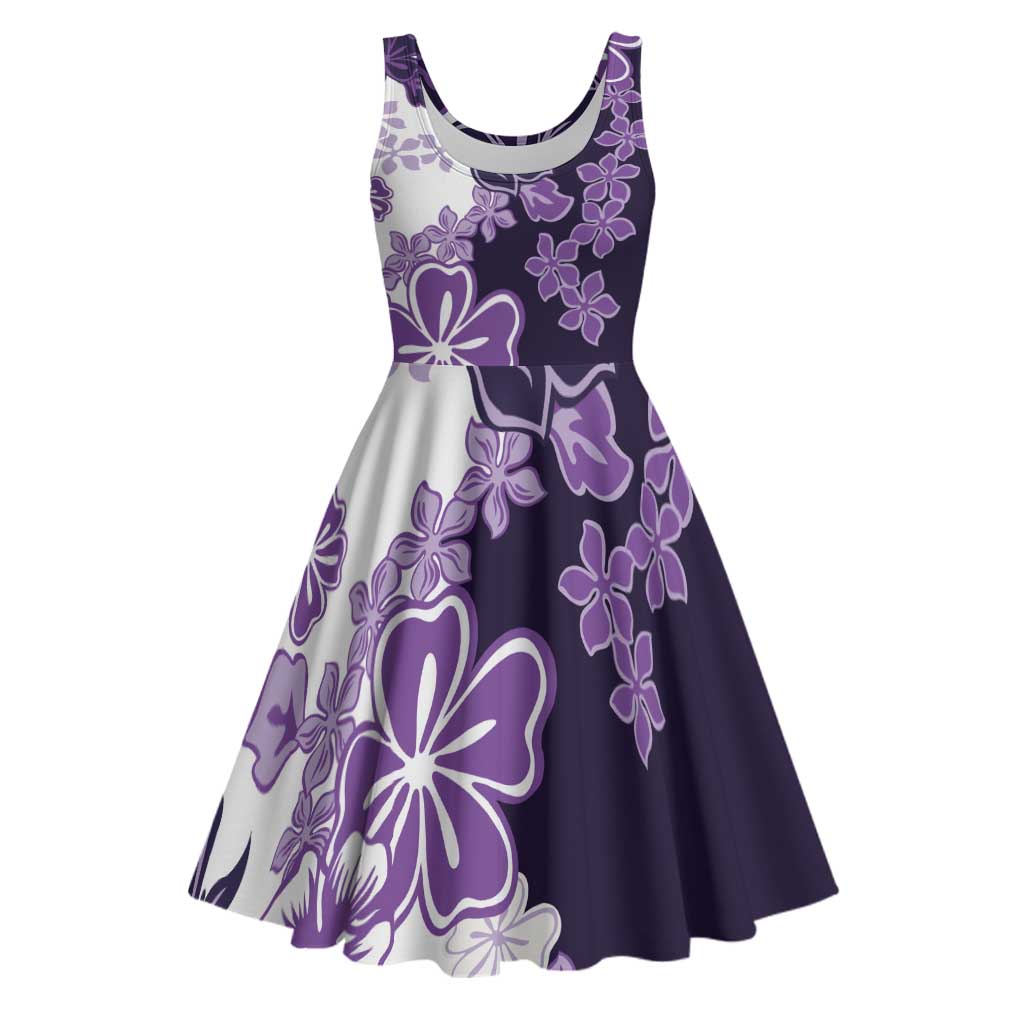Purple Hibiscus Plumeria Floral Midi Dress LT01 Purple - Polynesian Pride
