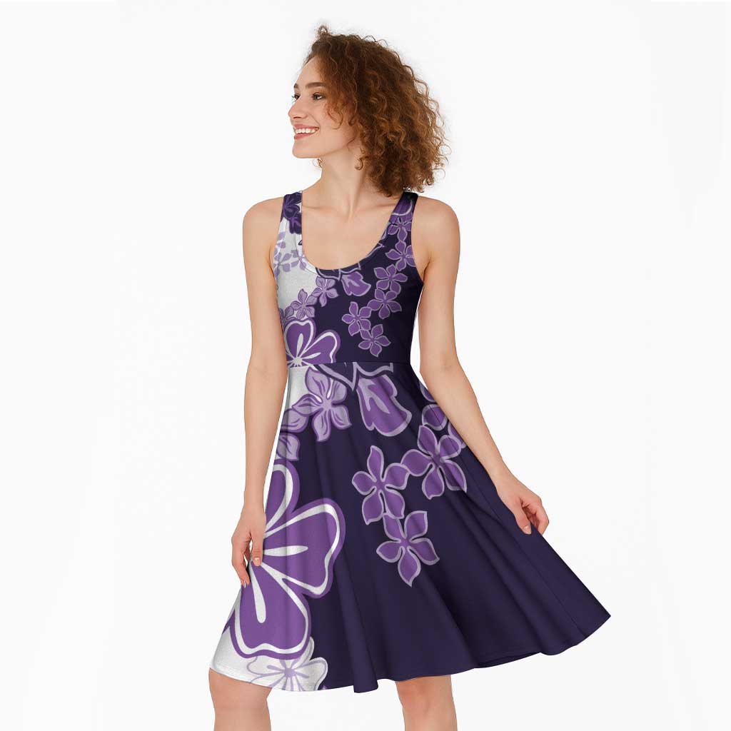 Purple Hibiscus Plumeria Floral Midi Dress LT01 - Polynesian Pride