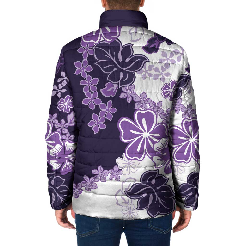 Purple Hibiscus Plumeria Floral Padded Jacket LT01 - Polynesian Pride