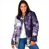 Purple Hibiscus Plumeria Floral Padded Jacket LT01 - Polynesian Pride