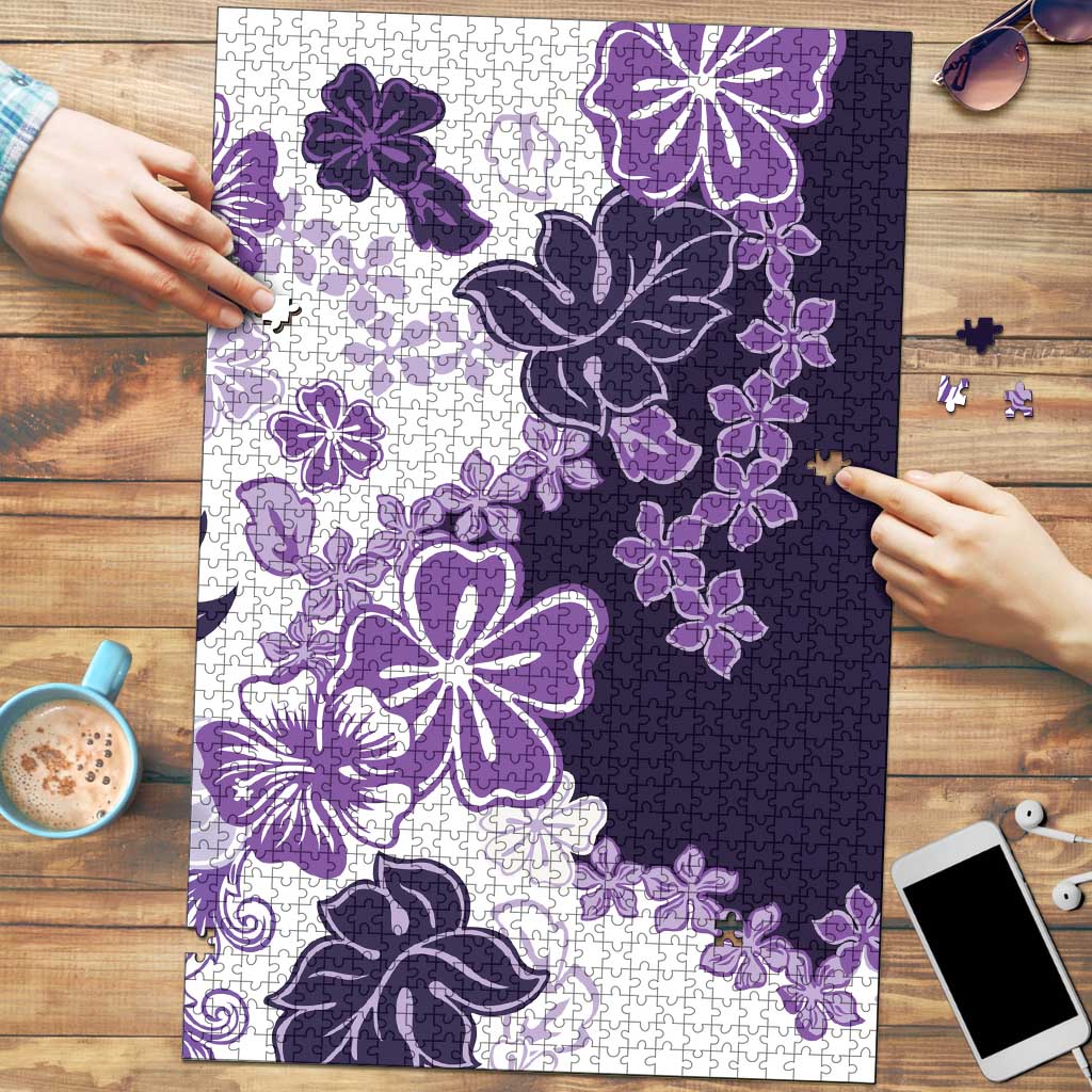 Purple Hibiscus Plumeria Floral Puzzle LT01 Purple - Polynesian Pride