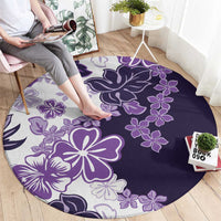 Purple Hibiscus Plumeria Floral Round Carpet LT01 - Polynesian Pride