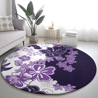 Purple Hibiscus Plumeria Floral Round Carpet LT01 - Polynesian Pride