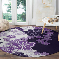 Purple Hibiscus Plumeria Floral Round Carpet LT01 - Polynesian Pride