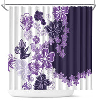 Purple Hibiscus Plumeria Floral Shower Curtain LT01 Purple - Polynesian Pride