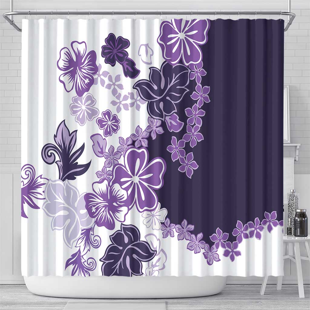 Purple Hibiscus Plumeria Floral Shower Curtain LT01 - Polynesian Pride