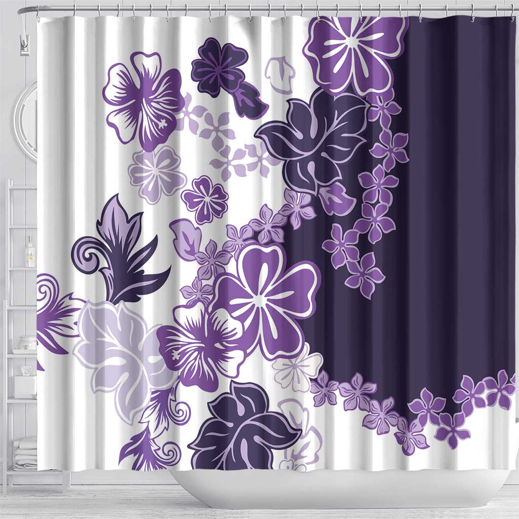 Purple Hibiscus Plumeria Floral Shower Curtain LT01 - Polynesian Pride