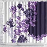 Purple Hibiscus Plumeria Floral Shower Curtain LT01 - Polynesian Pride