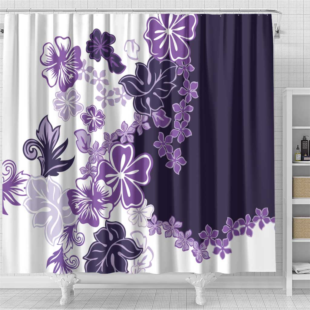 Purple Hibiscus Plumeria Floral Shower Curtain LT01 - Polynesian Pride