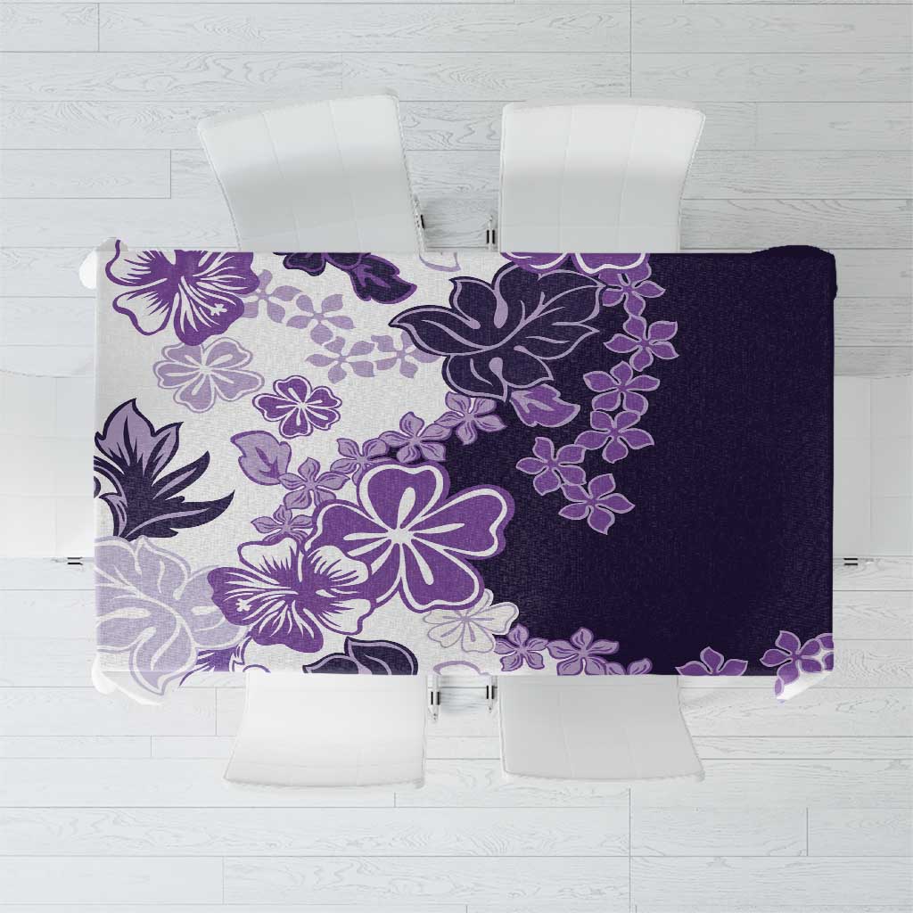 Purple Hibiscus Plumeria Floral Tablecloth LT01 Purple - Polynesian Pride