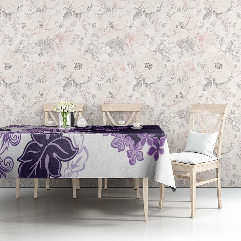 Purple Hibiscus Plumeria Floral Tablecloth LT01 - Polynesian Pride