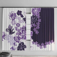 Purple Hibiscus Plumeria Floral Window Curtain LT01 With Hooks Purple - Polynesian Pride