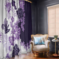 Purple Hibiscus Plumeria Floral Window Curtain LT01 - Polynesian Pride