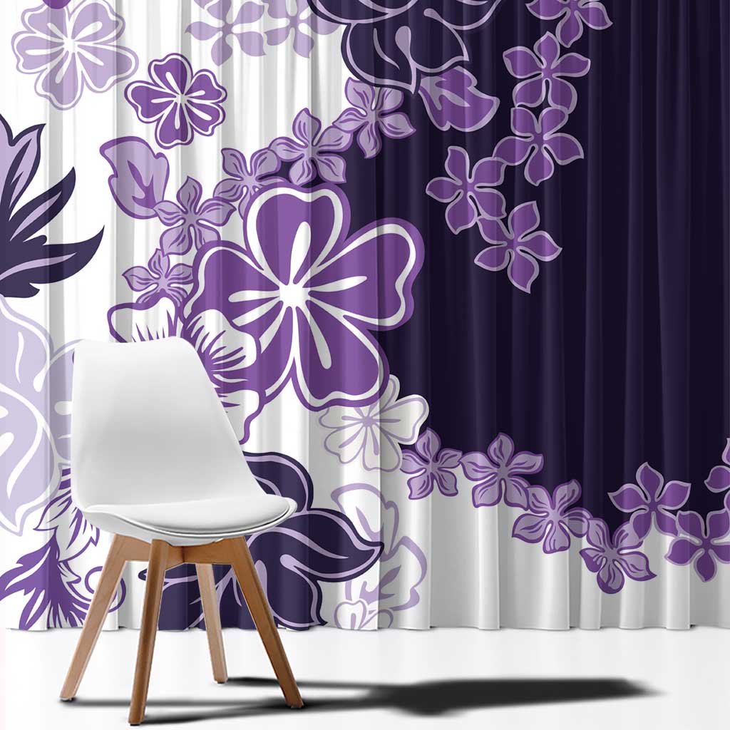 Purple Hibiscus Plumeria Floral Window Curtain LT01 - Polynesian Pride