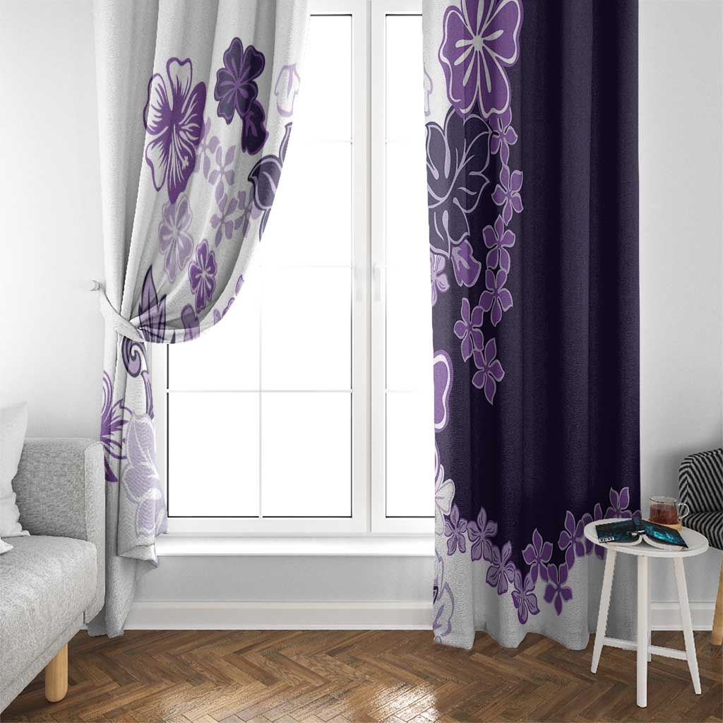 Purple Hibiscus Plumeria Floral Window Curtain LT01 - Polynesian Pride