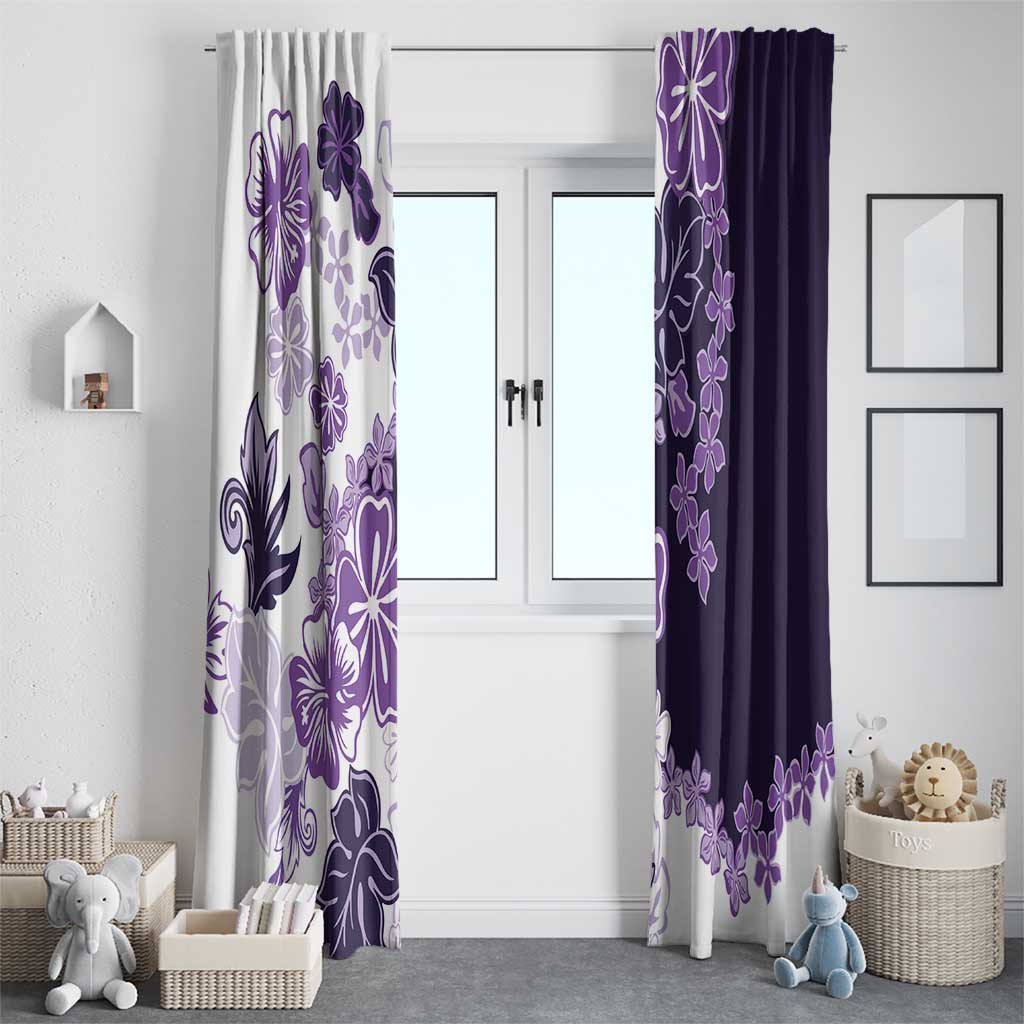 Purple Hibiscus Plumeria Floral Window Curtain LT01 - Polynesian Pride