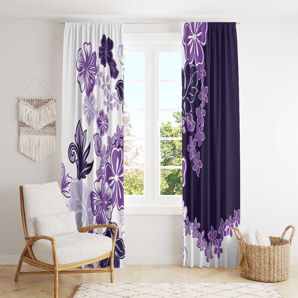 Purple Hibiscus Plumeria Floral Window Curtain LT01 - Polynesian Pride