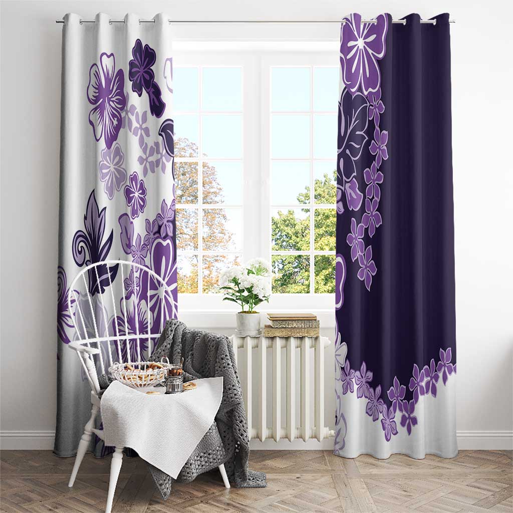 Purple Hibiscus Plumeria Floral Window Curtain LT01 - Polynesian Pride