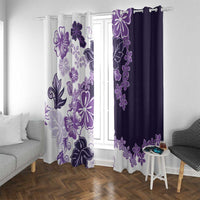 Purple Hibiscus Plumeria Floral Window Curtain LT01 With Grommets Purple - Polynesian Pride