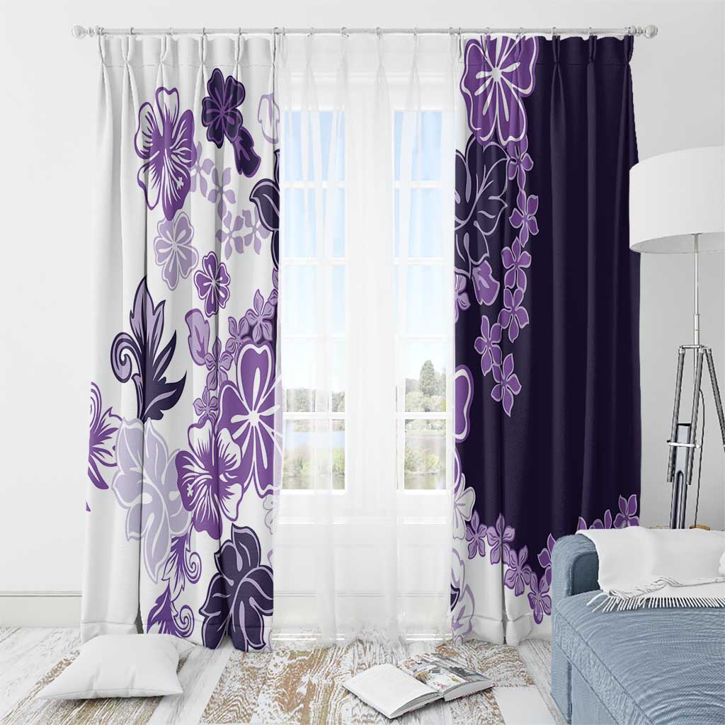 Purple Hibiscus Plumeria Floral Window Curtain LT01 - Polynesian Pride