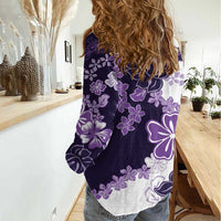 Purple Hibiscus Plumeria Floral Women Casual Shirt LT01 - Polynesian Pride