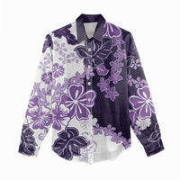 Purple Hibiscus Plumeria Floral Women Casual Shirt LT01 - Polynesian Pride