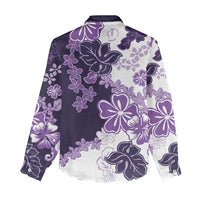 Purple Hibiscus Plumeria Floral Women Casual Shirt LT01 - Polynesian Pride