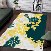 Yelow Teal Hibiscus Plumeria Floral Area Rug LT01 Yellow - Polynesian Pride