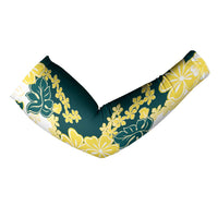 Yelow Teal Hibiscus Plumeria Floral Arm Sleeves LT01 - Polynesian Pride
