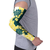 Yelow Teal Hibiscus Plumeria Floral Arm Sleeves LT01 - Polynesian Pride