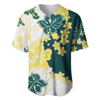 Yelow Teal Hibiscus Plumeria Floral Baseball Jersey LT01 Yellow - Polynesian Pride