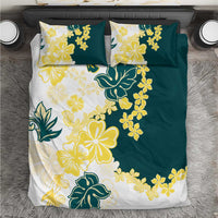 Yelow Teal Hibiscus Plumeria Floral Bedding Set LT01 Yellow - Polynesian Pride