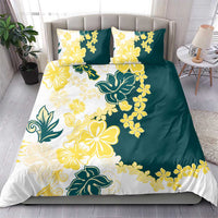 Yelow Teal Hibiscus Plumeria Floral Bedding Set LT01 - Polynesian Pride